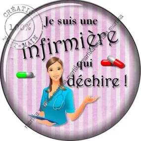 1 cabochon resine 25 mm  infirmière qui déchire