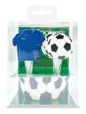 24 caissettes et 24 cake toppers Football - N/A