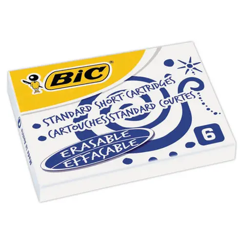 24 Cartouches courtes - Encre bleue effaçable - BIC