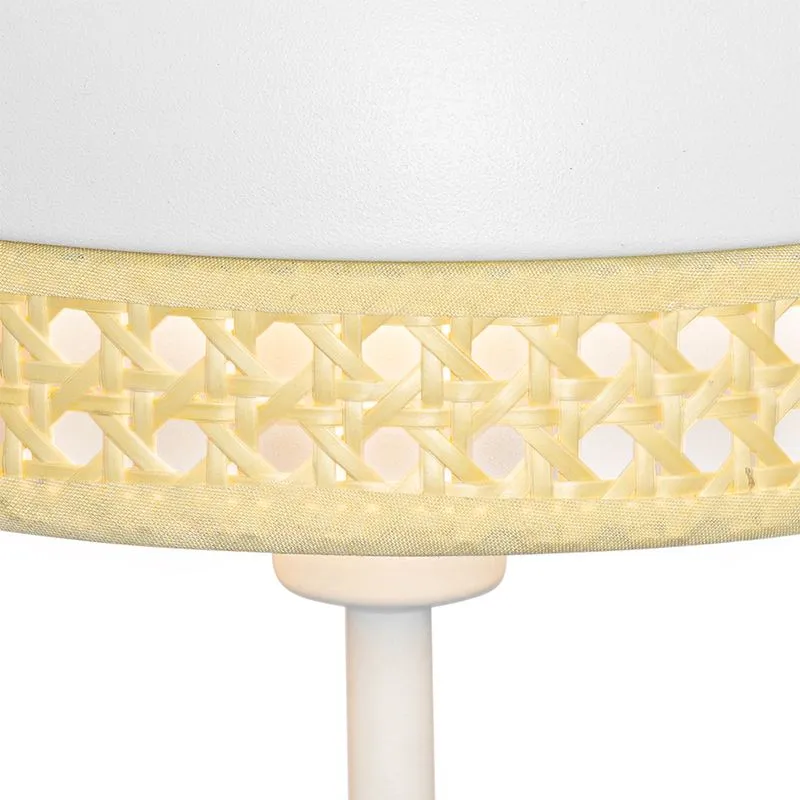 Applique orientale blanche avec rotin 20 cm - Magna Rattan