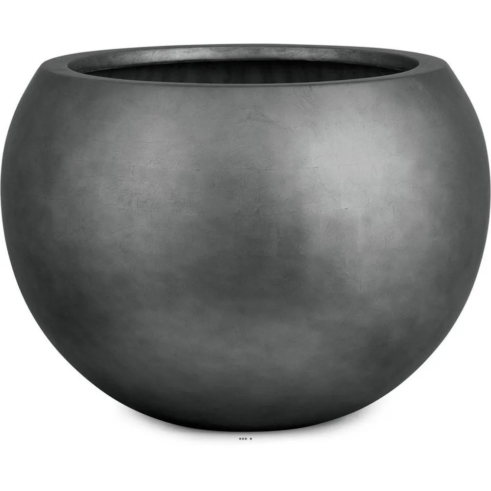 Bac résine synthétique Ø40cm h32cm int. Boule métal anthracite