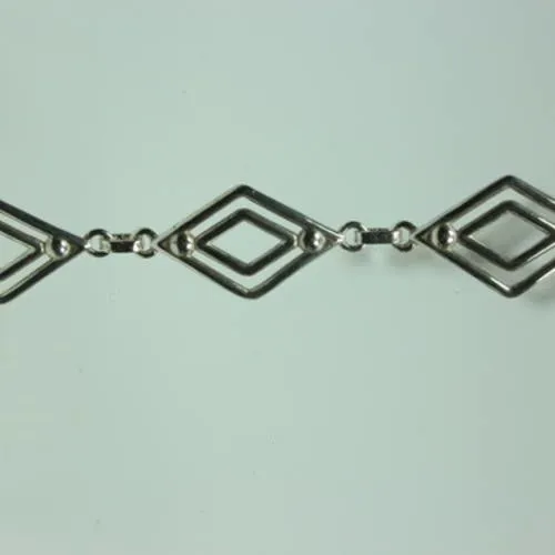 Bracelet argent gourmette double losange,bracelet artisanal