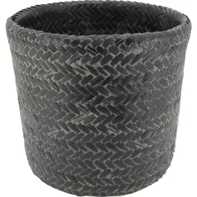 Cache pot rond en bambou patiné (lot de 5)