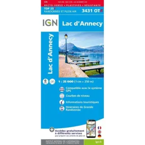 Carte IGN Lac d'Annecy (Résistante) 2023