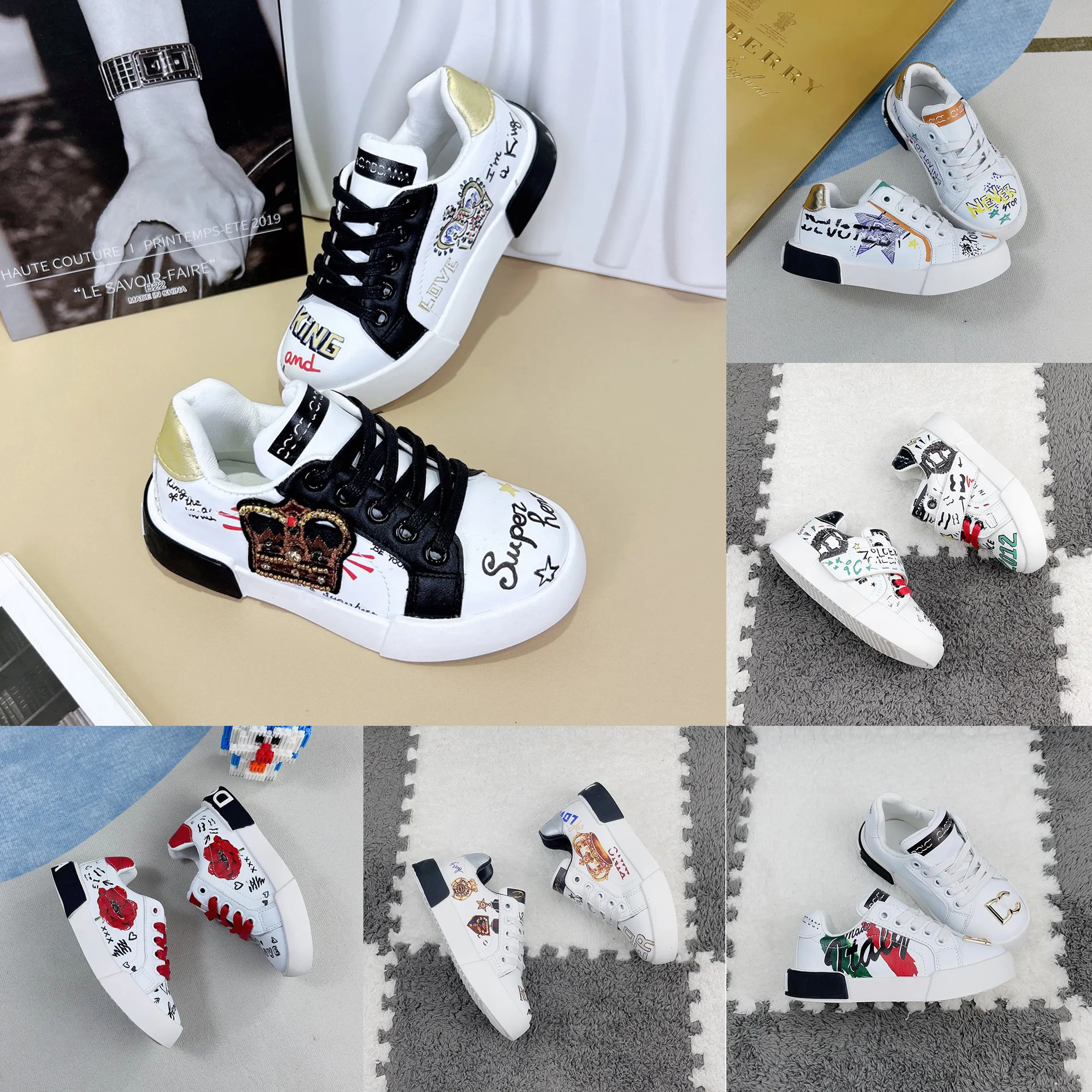 Chaussures Pour Enfants Boys Filles Chaussures  En Caoutchouc Sole Calfskin En Cuir En Cuir Lacet Up Footwear Sports Footdoors L