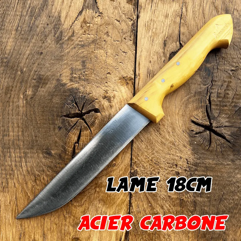 Couteau de cuisine à saigner buis carbone 18cm 