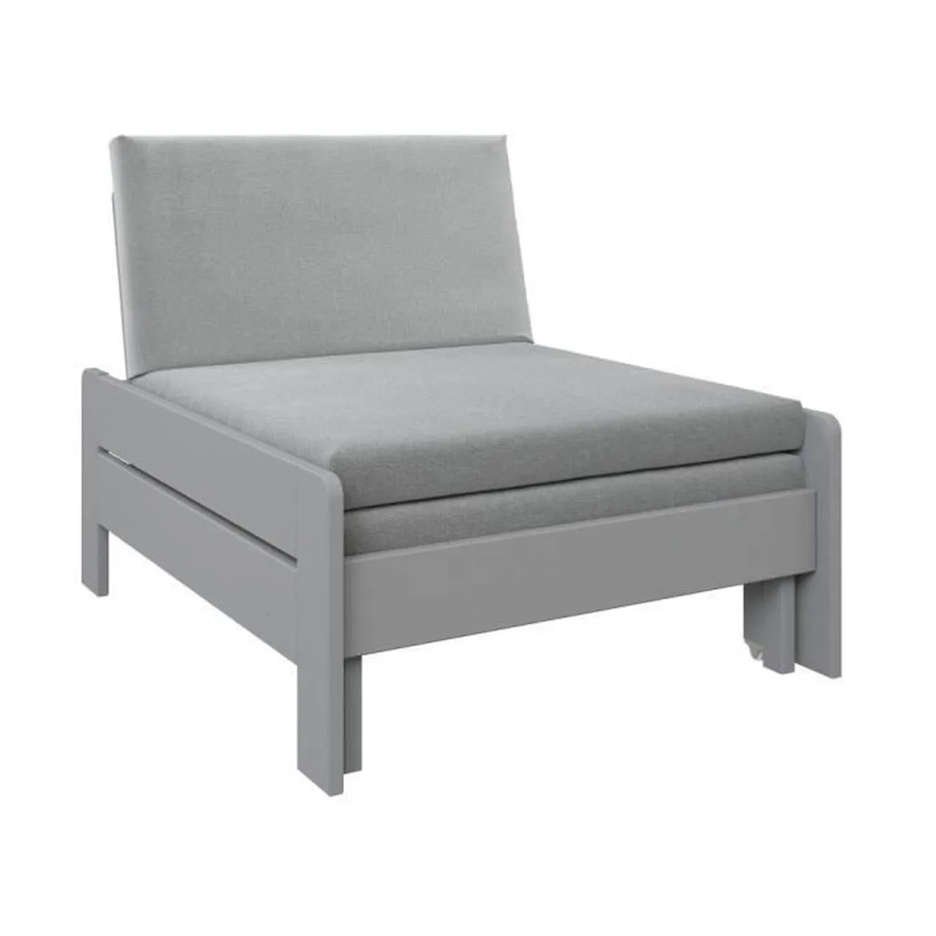 Fauteuil convertible en lit avec coussins en pin gris 75x190 Basile gris - Alfred & Compagnie