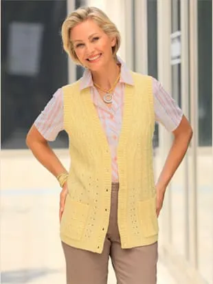 Gilet en tricot mélange de motifs structurés/ajourés
