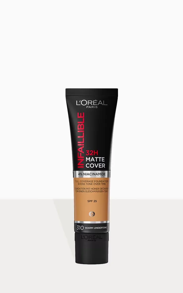 L'Oréal Paris Infaillible Fond de teint liquide mat 32H avec 4% de niacinamide et SPF 25 30ml 310