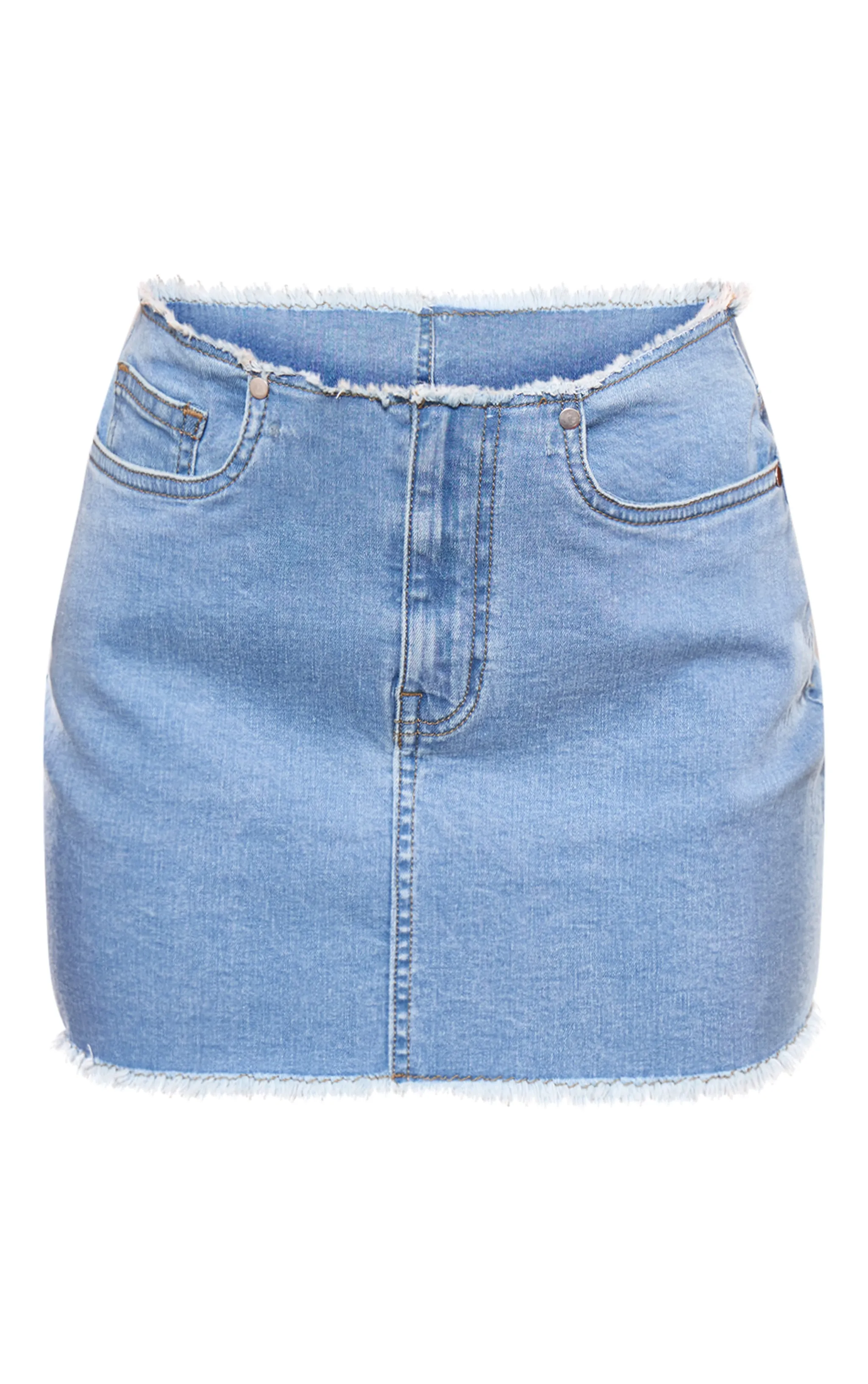 Mini jupe en jean bleu clair basique à ourlet fendu