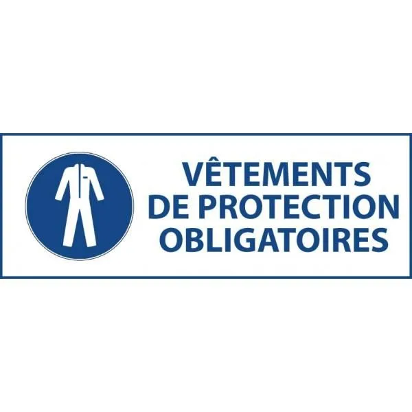 Panneau 'vêtements de protection obligatoires' m010 pvc 450x150mm