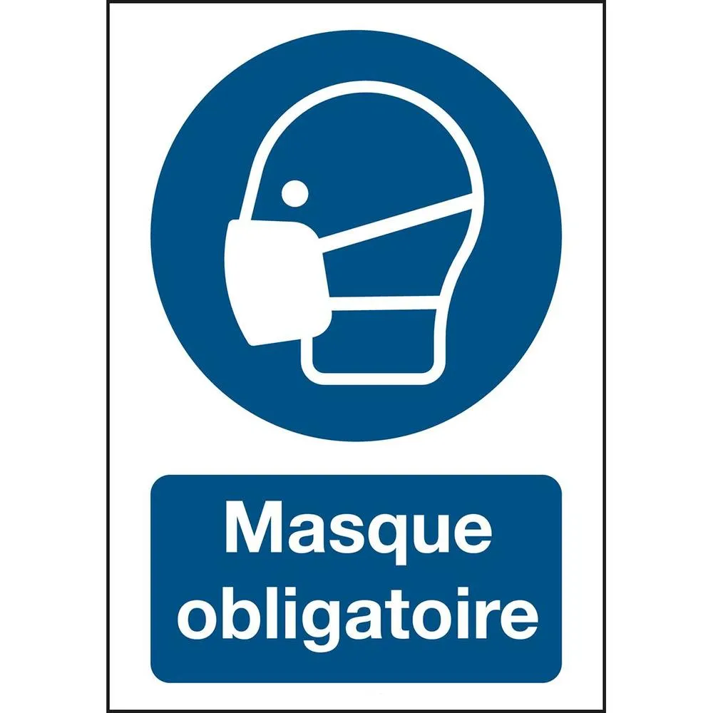 Panneau adhésif permanent acrylic masque obligatoire Rectangle 210 x 297 mm