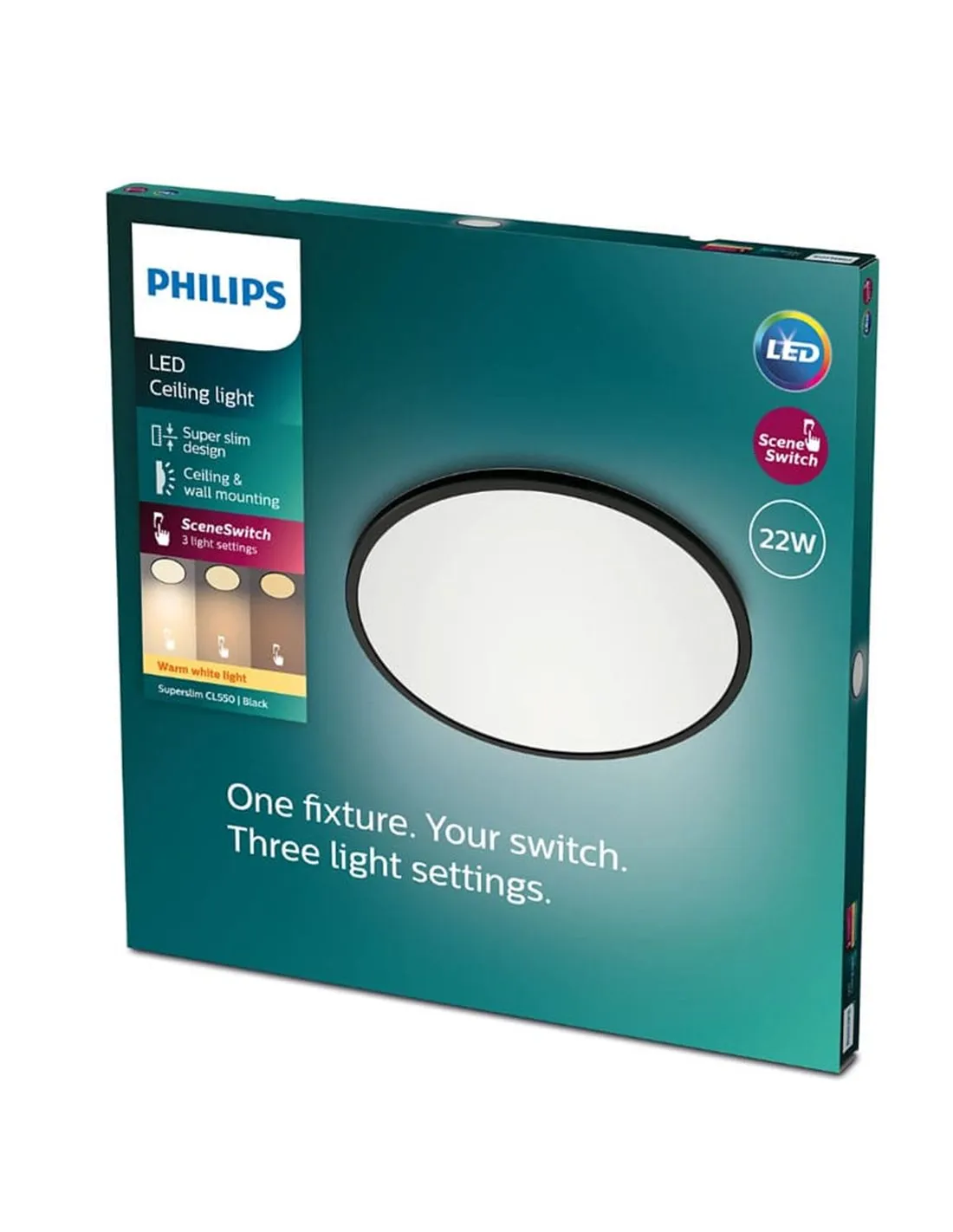 Plafonnier Orientable 22W SUPERSLIM Noir 2700K | LéonLeds