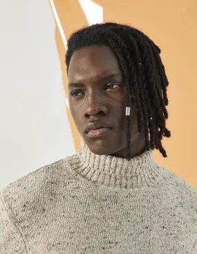 Pull beige foncé chiné à col roulé Homme