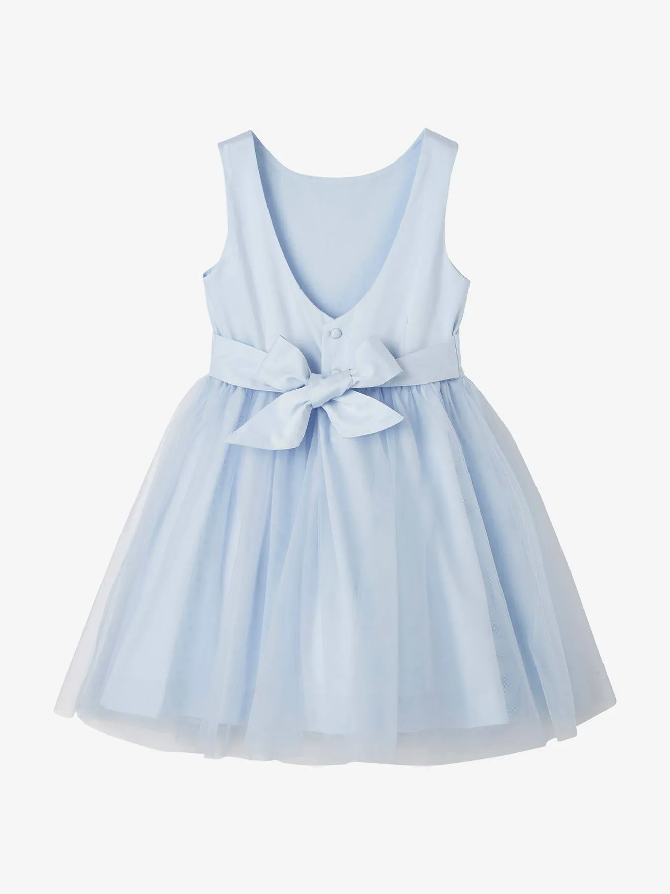 Robe de cérémonie fille en satin et tulle blanc - Vertbaudet