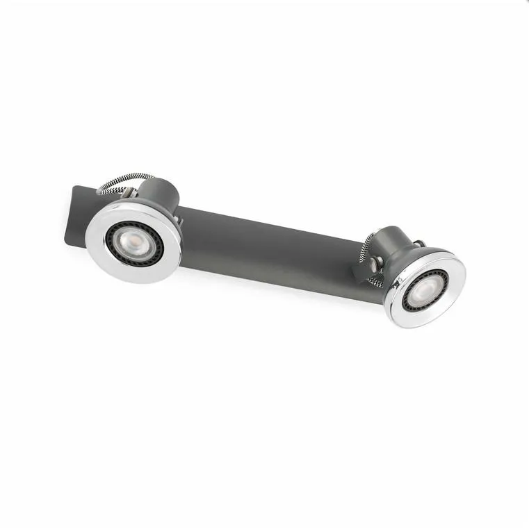Réglette 2 spots led Faro Ring Gris anthracite Métal