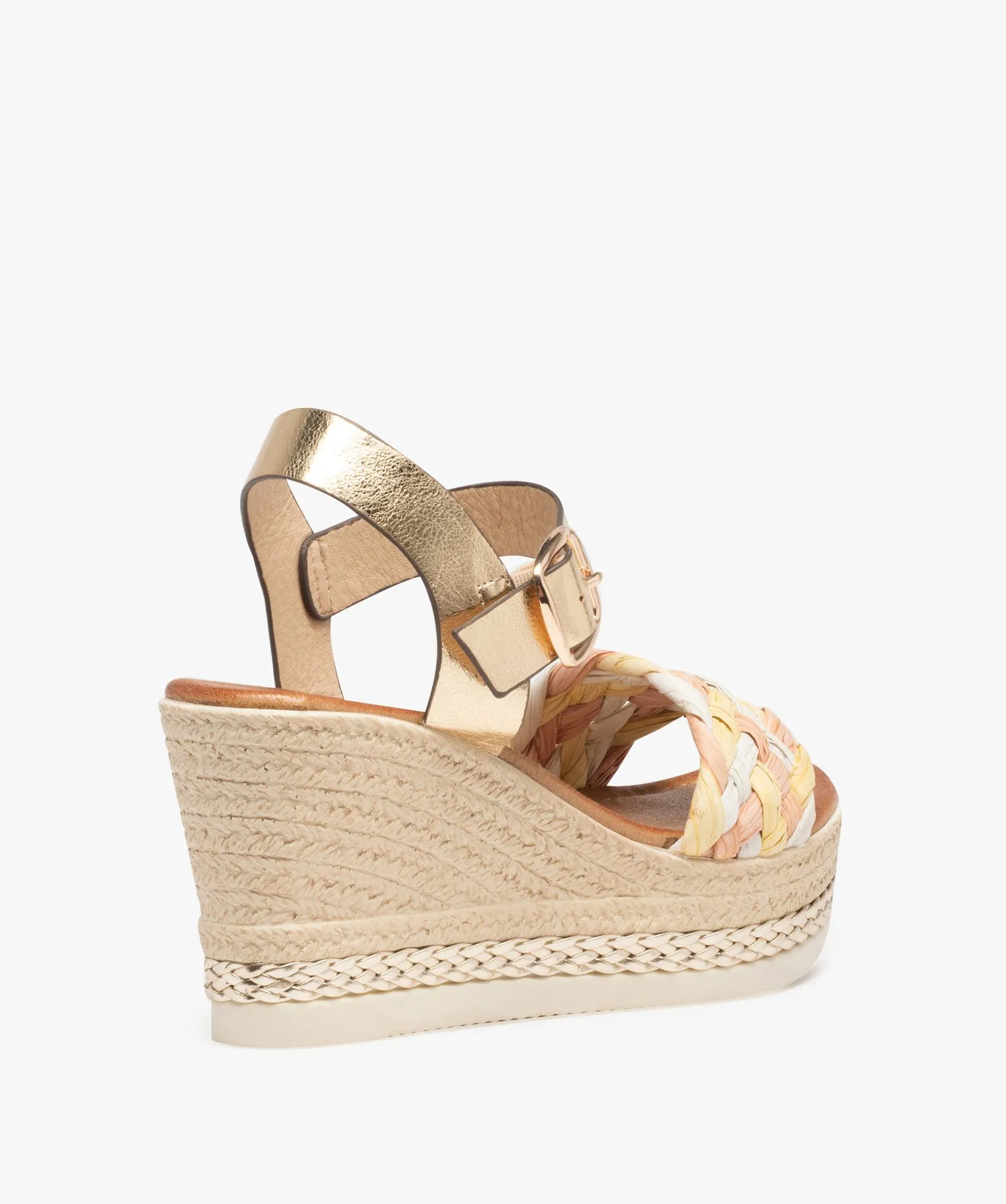 sandales femme compensees a brides en fibre tressee multicolore sandales a talon