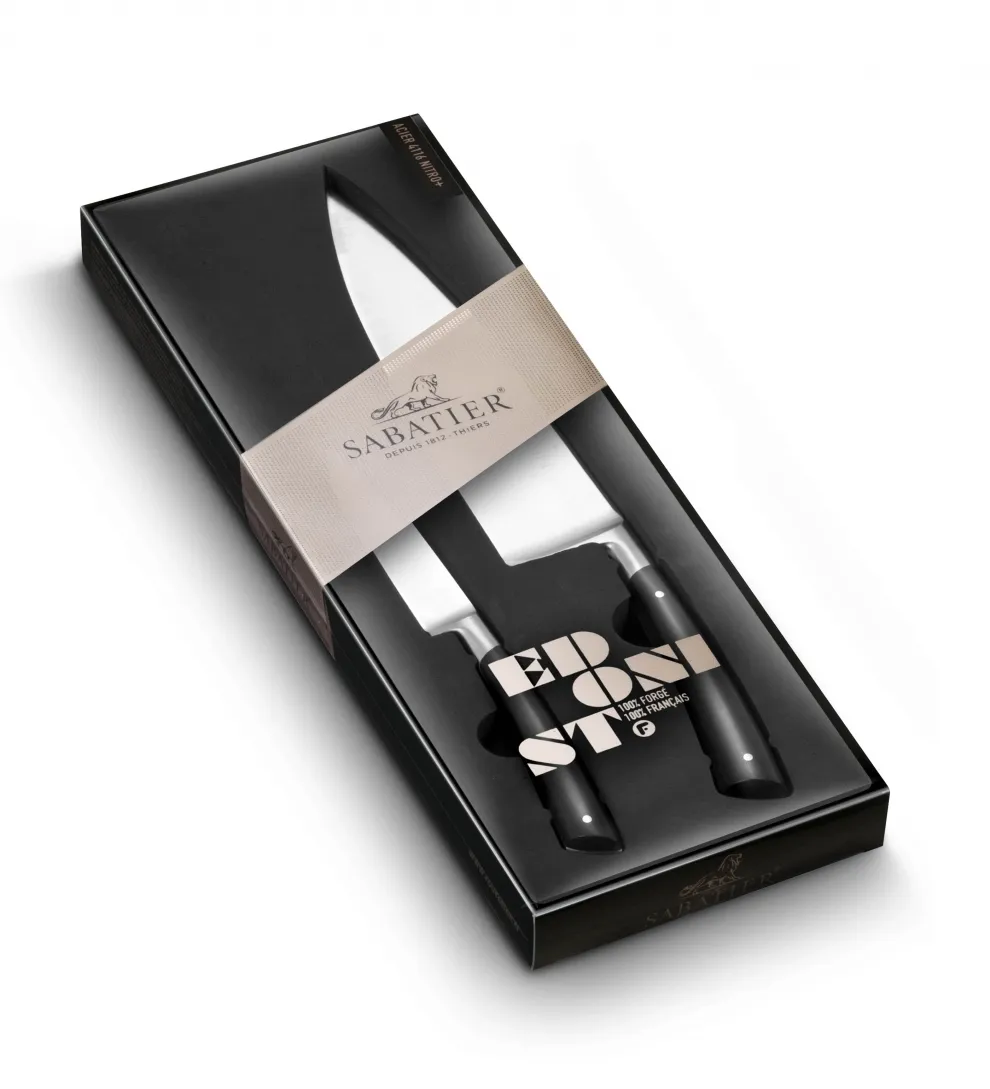 Set Duo Cuisine Forgé : Office 10 cm & Chef 20 cm EdoDesign manches noirs rivets