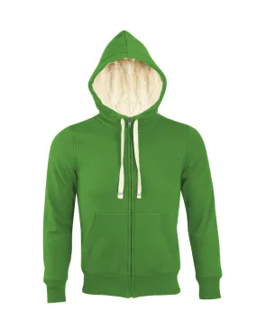 Sweat shirt capuche zippé doublé fourrure sherpa - 00584 - vert 