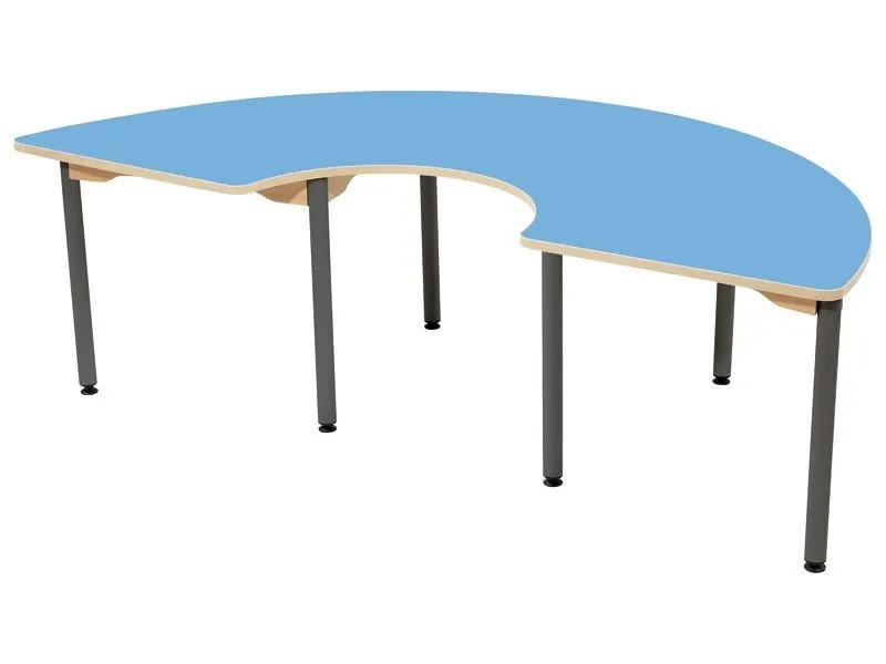TABLE PLATEAU STRATIFIÉ - PIÉTEMENT MÉTAL GRIS - Demi-cercle 180x90 cm